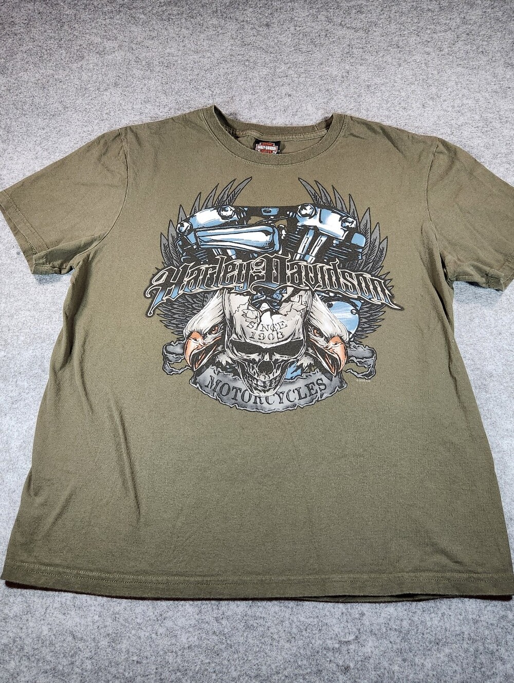 Harley-Davidson Men's Olive Green Graphic Tee Size Large